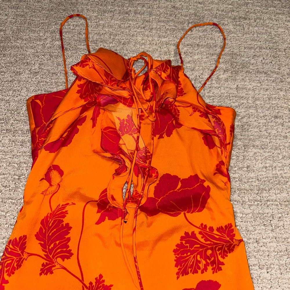 ASOS Design Ruffle Lace Up Maxi Dress - Picture 2 of 5